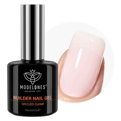 modelones Builder Nail Gel, 7-in-One Clear Builder for Nails, LED Lamp Cured Color Rubber Base Gel Polish Coat Strengthener Thickening Extension Rhinestone Glue in a Bottle for DIY Home Salon Gifts