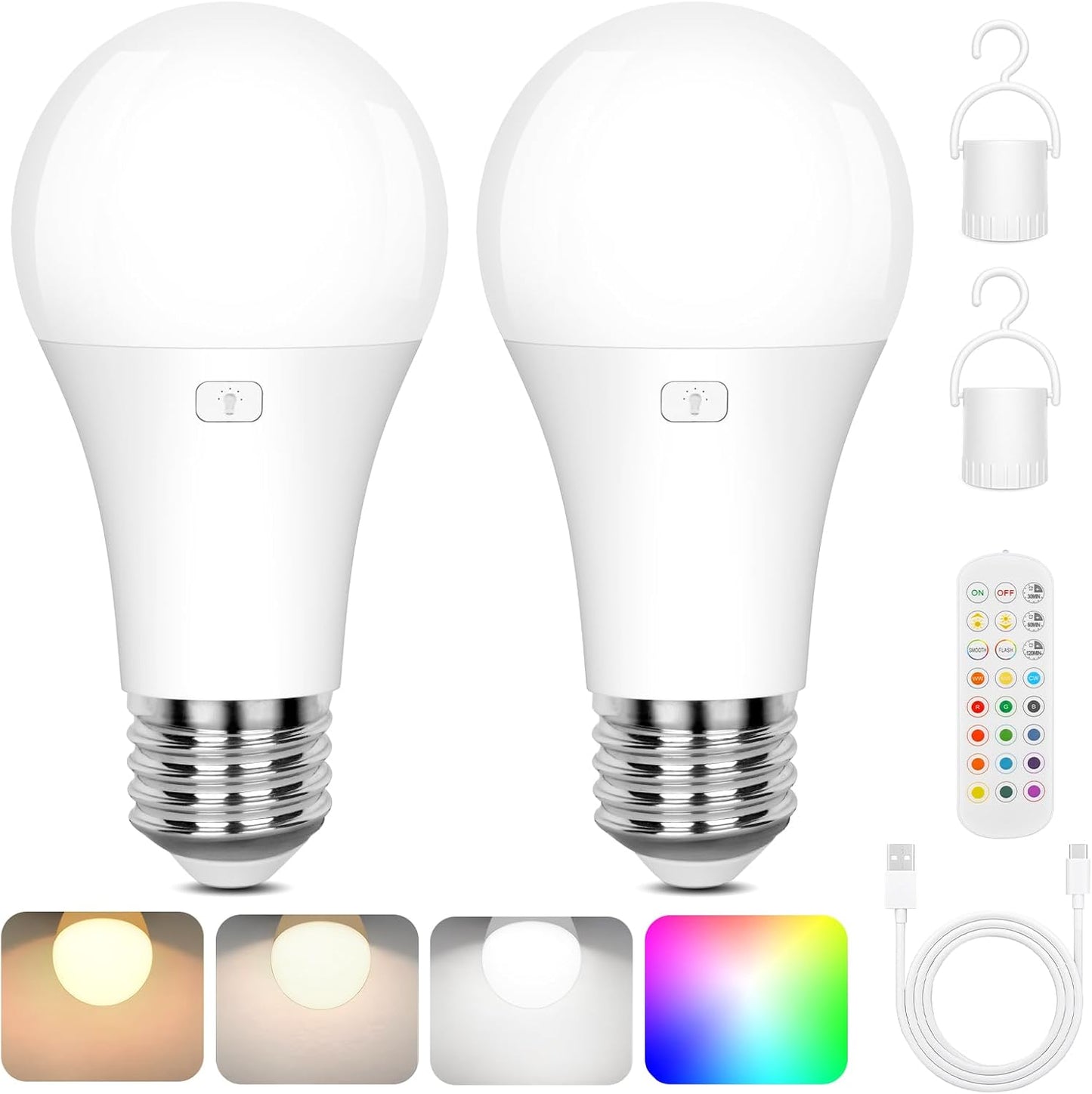 Rechargeable_Battery_Operated_A19_Light_Bulb_with_Remote_Control,_Dimmable_Detachable_LED_Bulb_with_15_Colors_Selectable_&_3_Timer,_Wireless_Puck_Light_Bulb_for_Wall_Sconce,_Non-Hardwired