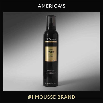 TRESemmé Shaping Mousse, Extra Hold 2-Pack + Travel-Size Bottle – Moisturizing Hair Mousse for Sculpting, 24H Frizz Control (3 Piece Set)