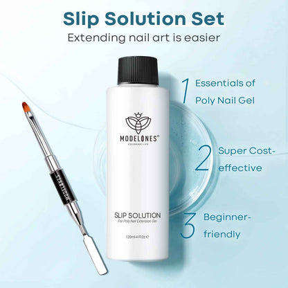 Modelones Poly Extension  with Dual-Ended Nail Brush Anti-Stick Liquid Brushes Cleaning Easy Spread for Beginner