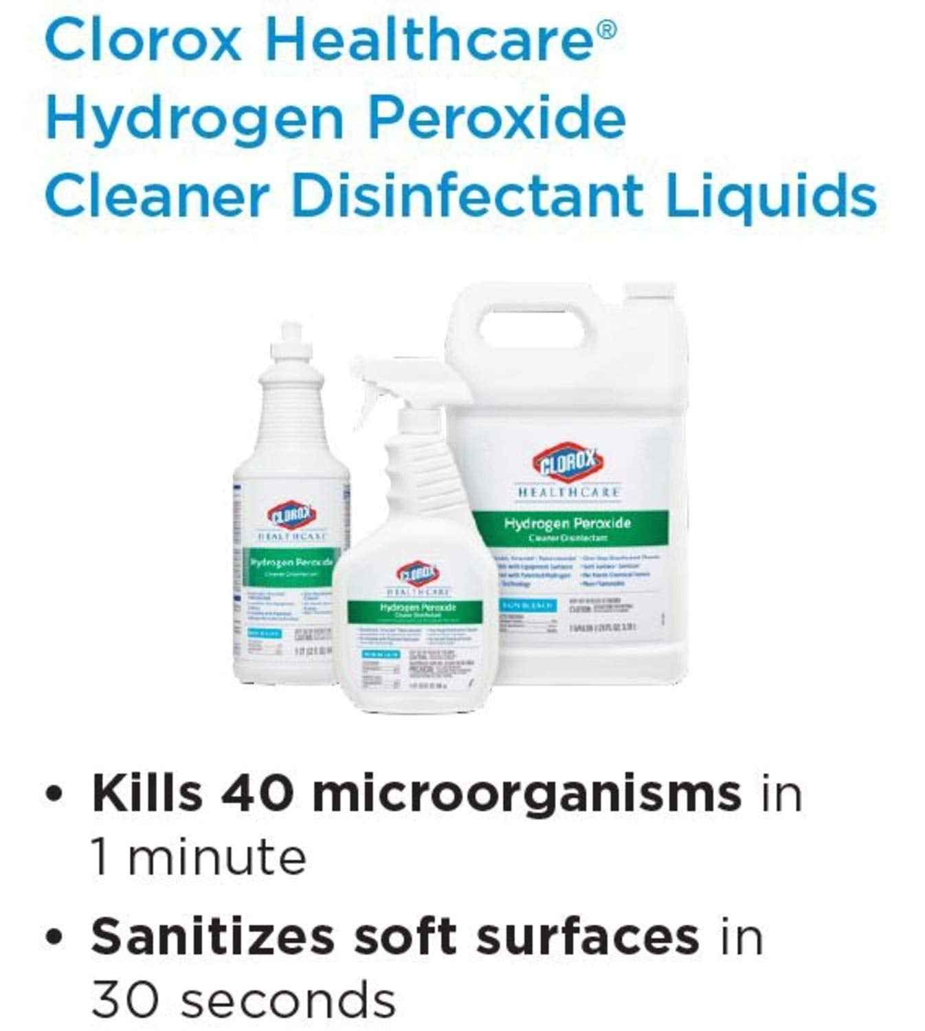 Clorox Healthcare Hydrogen Peroxide Cleaner Disinfectant, Bleach Free, 32 Fluid Ounces (Package May Vary)