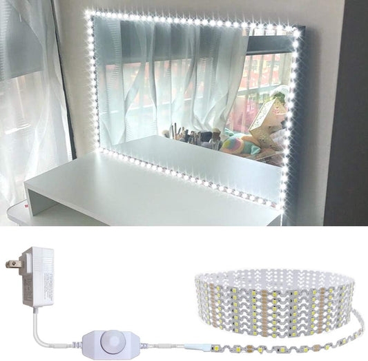 13ft/4M_Led_Vanity_Mirror_Lights_Kit_Bendable_NO_Need_to_Cut_Vanity_Make-up_Mirror_Cloakroom_Adjustable_Flexible_Strip_Light_Table_Set_with_Dimmer_and_Power_Supply_Mirror_Not_Included