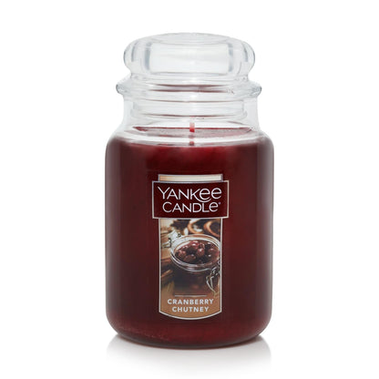 Yankee Candle Cranberry Chutney Scented Classic 22oz Large Jar Single Wick Aromatherapy Candle Over 110 Hours of Burn Time Autumn Scented for Home Perfect for Gifting