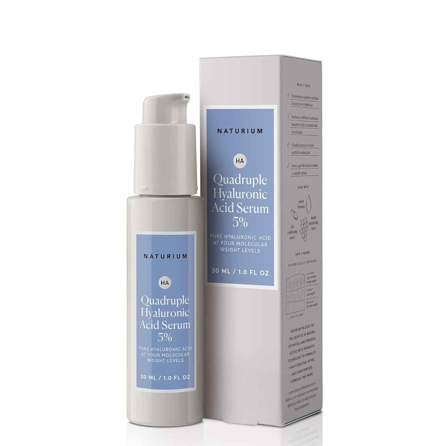 Naturium Quadruple Hyaluronic Acid Serum 5%, Hydrating & Plumping Face Serum, Anti-Aging & Moisturizing Skin Care, Fragrance-Free