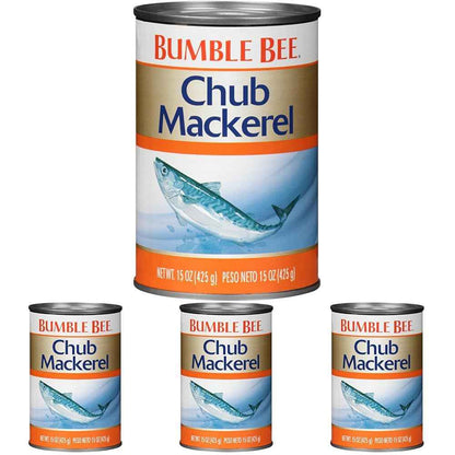 Bumble Bee Chub Mackerel, 15 oz Can - Canned Mackerel Fish, High Protein Keto Food, Gluten Free