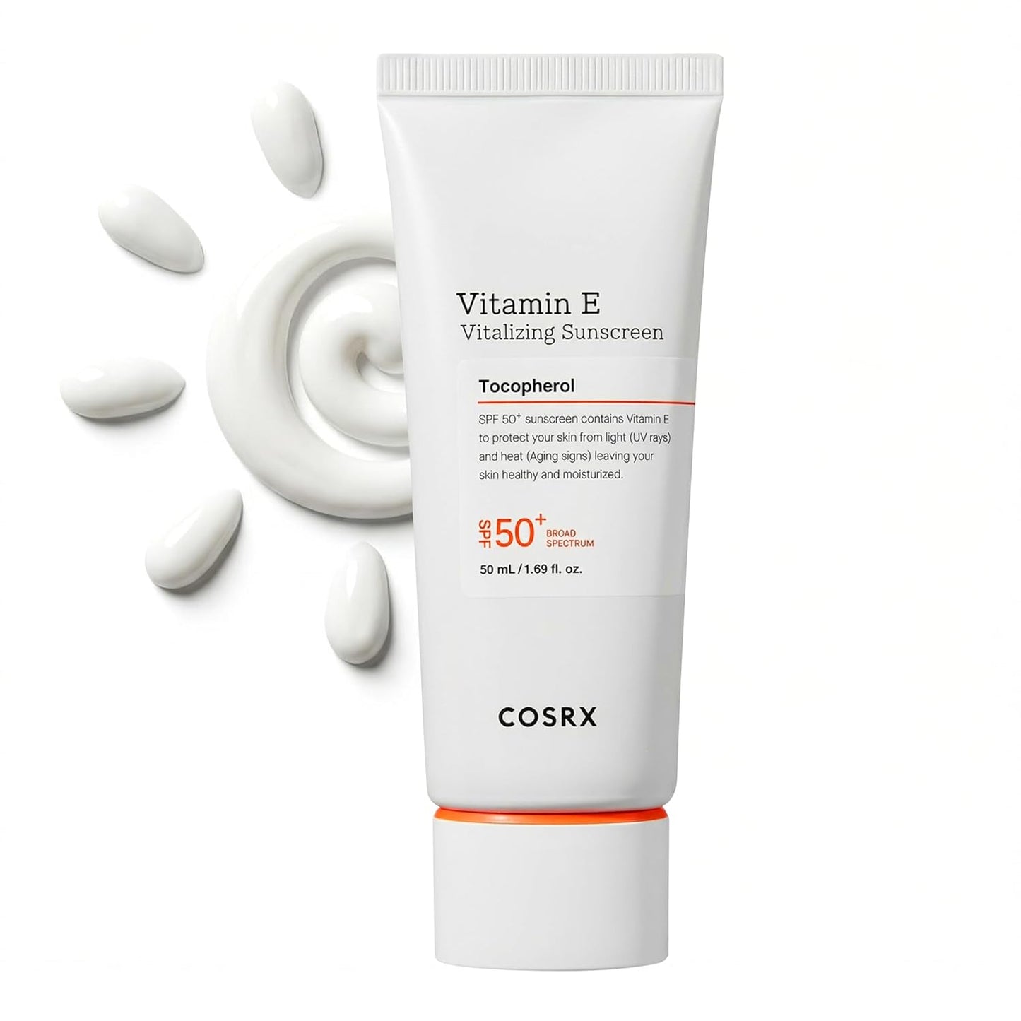 COSRX_Vitamin_E_Vitalizing_Sunscreen,SPF_50_Face_Sunscreen,_Lightweight,_Non-Sticky,_No_White_Cast,_Hydrating,_Beach_Essentials,_Travel_Essentials,_Korean_Skincare,_Mothers_Day_Gift_for_Mom1.69_fl_oz