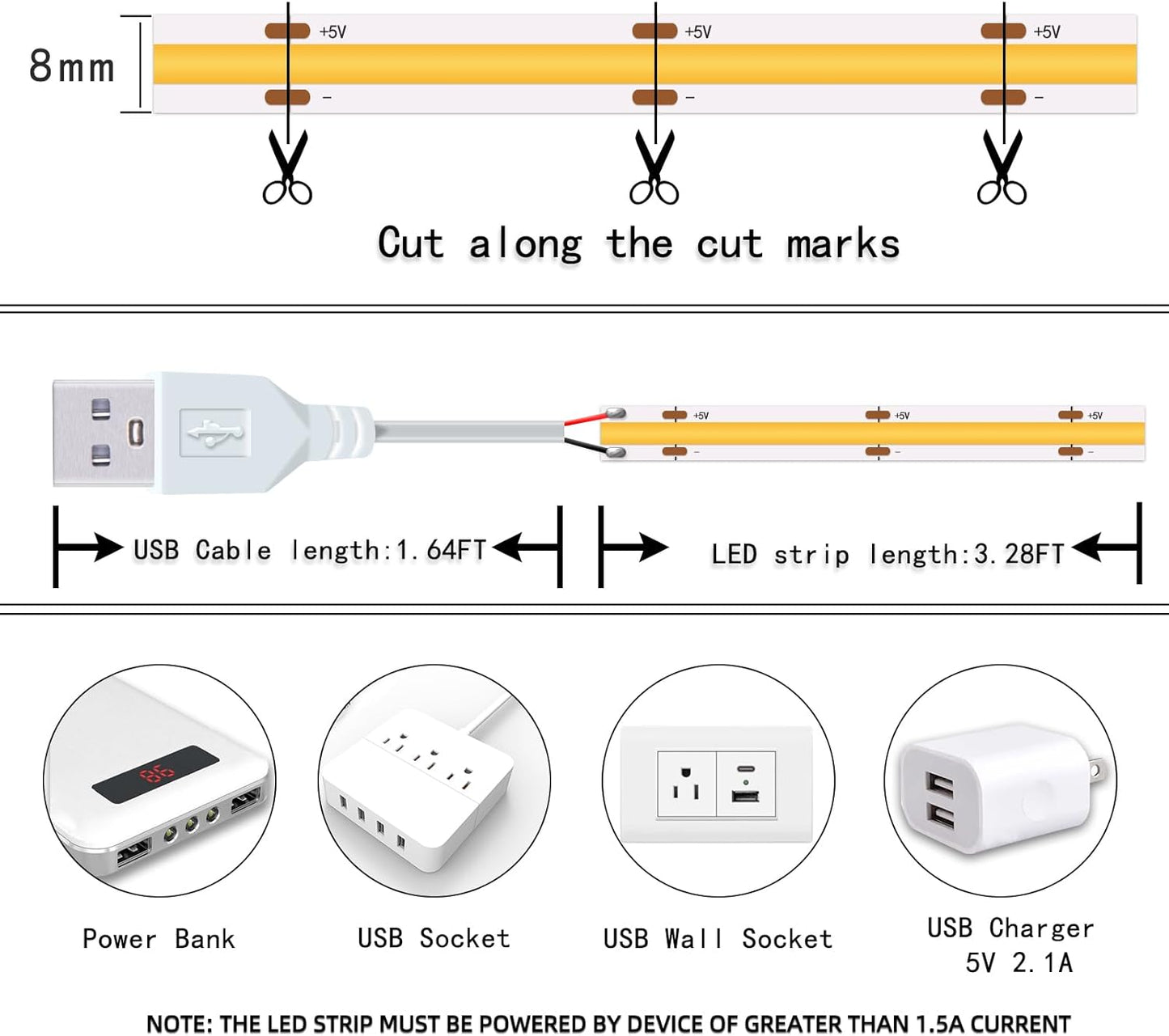 Led_Strip_Lights,_5V_USB_LED_Lighting_COB_Short_LED_Strip_Light_White_Flexible_Not_Dimmable_led_Light_for_Display_Cabinet,_Living_Room,DIY_Home_COB_Lighting_Decor_tv_Lights_(3.28FT_6500K)