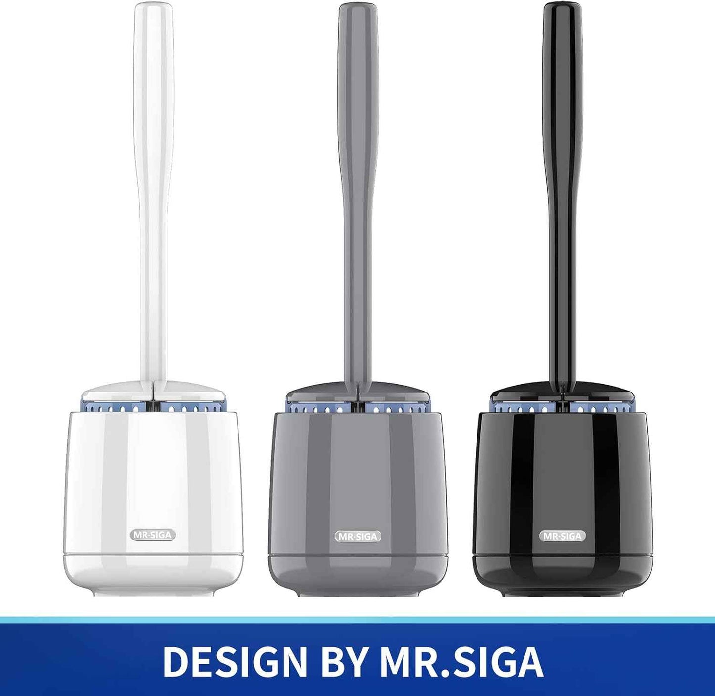 MR.SIGA Toilet Bowl Brush and Holder, Premium Quality, with Solid Handle and Durable Bristles for Bathroom Cleaning