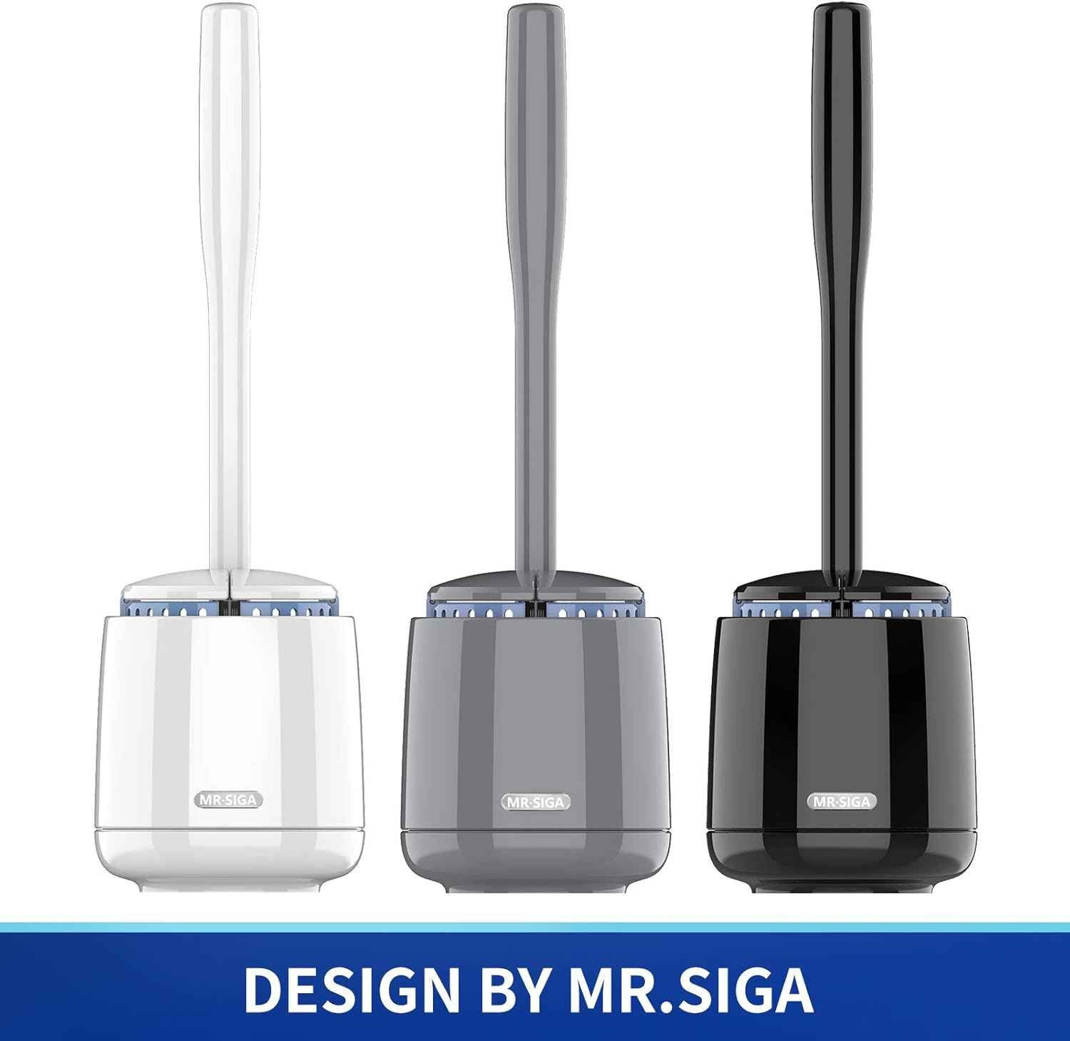 MR.SIGA Toilet Bowl Brush and Holder, Premium Quality, with Solid Handle and Durable Bristles for Bathroom Cleaning
