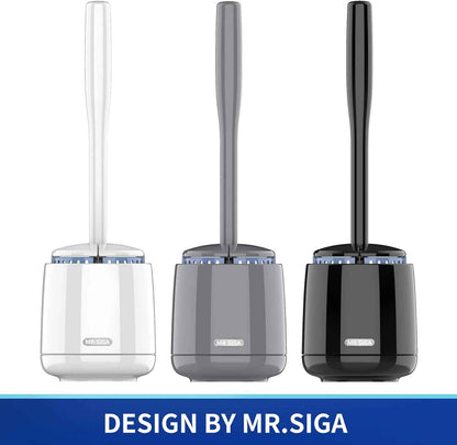 MR.SIGA Toilet Bowl Brush and Holder, Premium Quality, with Solid Handle and Durable Bristles for Bathroom Cleaning