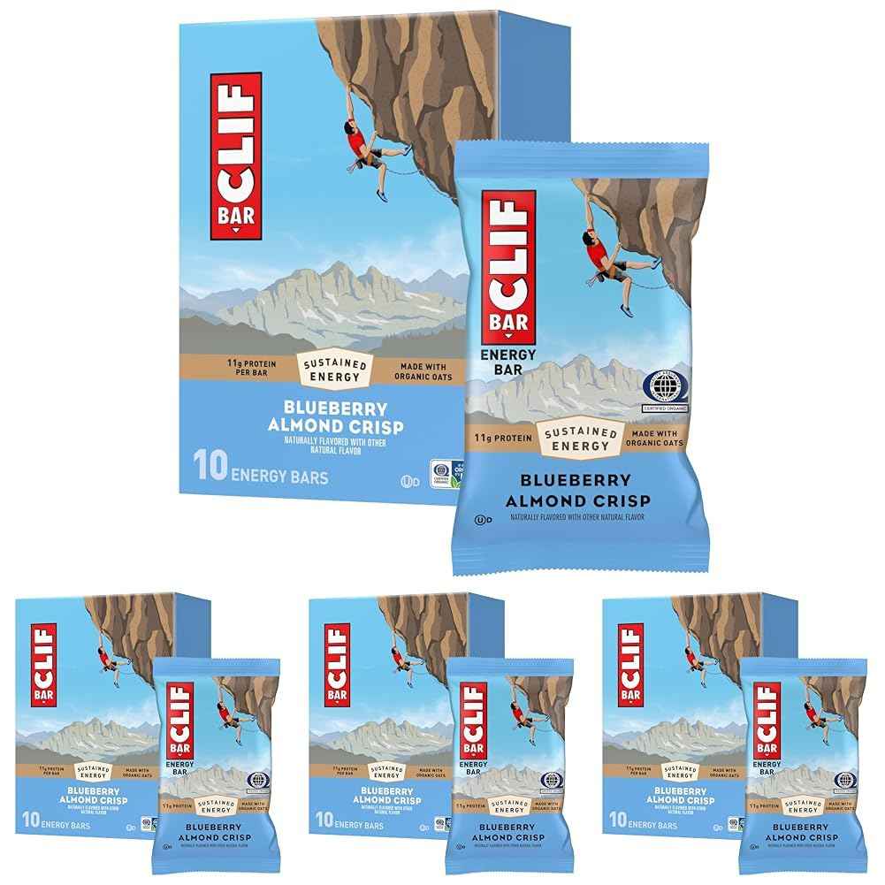 CLIF BAR - Energy Protein Bars - Blueberry Almond Crisp - Made with Organic Oats - Energy Bars - Non-GMO