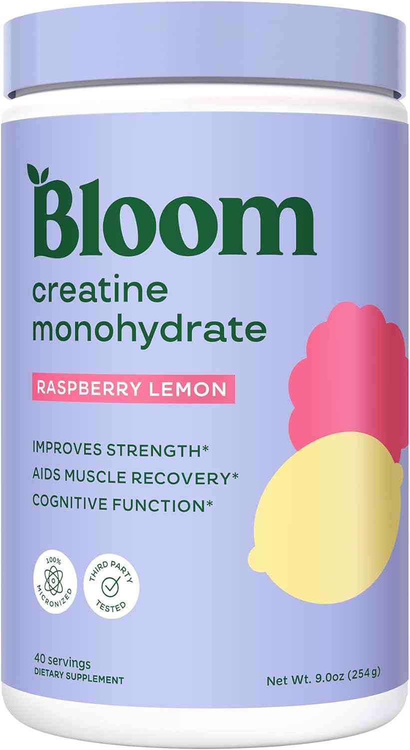 Bloom Nutrition Creatine Monohydrate Powder, 5g Micronized Creatine per Serving, Supports Muscle Recovery, Strength, Endurance, Pre or Post Workout, Gluten Free, Non GMO