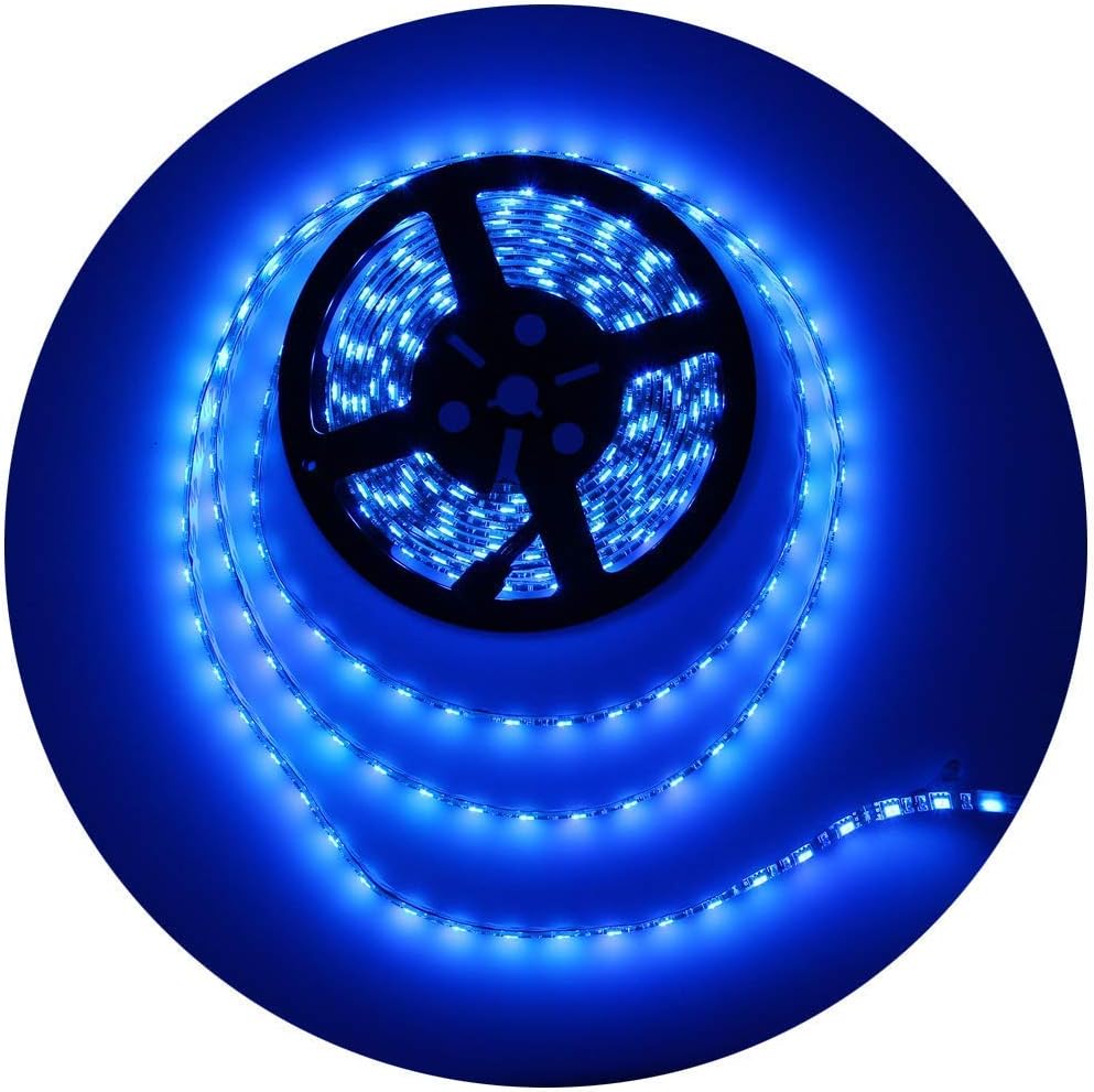 ALITOVE_16.4ft_5050_Blue_LED_Flexible_Strip_Ribbon_Light_Black_PCB_DC_12V_5M_300_LEDs_Waterproof_IP65_for_Home_Garden_Commercial_Area_Lighting,_Without_Power_Supply