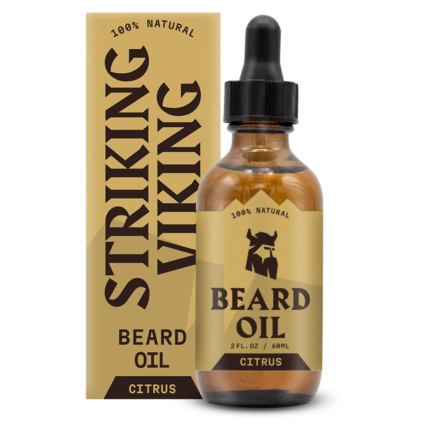 Striking Viking Citrus Beard Oil for Men - 2 Fl Oz - Moisturizing &amp;amp; Softening Formula - Supports Fuller Beard Growth - Soothing Tea Tree &amp;amp; Jojoba Oil Infusion