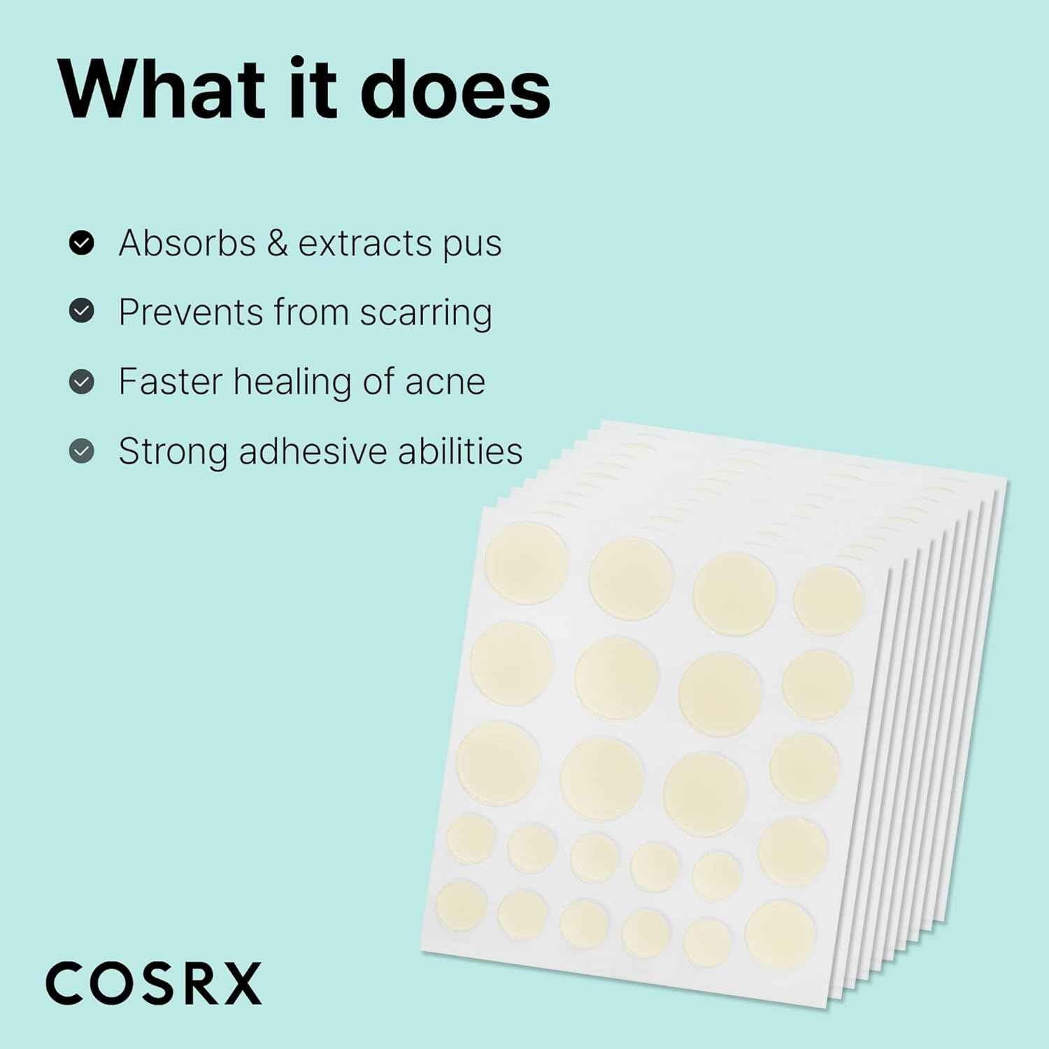 COSRX Acne Pimple Patch Absorbing Hydrocolloid Original 3 Size Patches for Blemishes and Zits Cover, Spot Stickers for Face and Body, Not Tested on Animals
