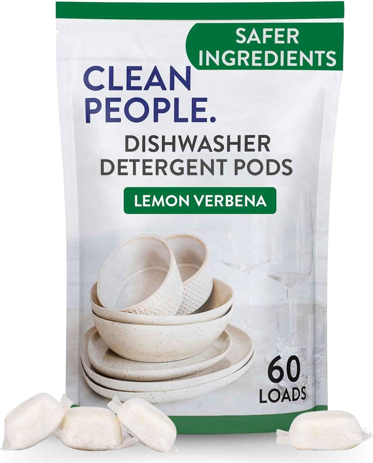 The Clean People Dishwasher Pods - Cuts Grease & Rinses Sparkling Clean - Residue-Free - Phosphate Free Dishwashing Pods