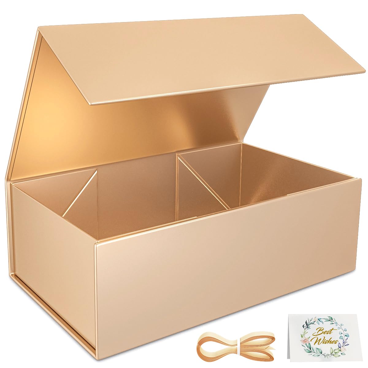 RYDDOY Rose Gold Gift Box, 9.5x6x3&amp;#39;&amp;#39; Gift boxes for Presents with Lids Magnetic Closure Rectangle Collapsible for Bridesmaid Proposal Box, Wedding, Christmas, Halloween, Birthday Gift Packging