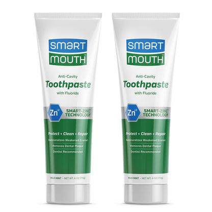 SmartMouth_Premium_Zinc_Ion_Toothpaste_-_Whitening_-_with_Fluoride_-_Refreshing,_Anti-Cavity_Toothpaste_for_Adults_-_Strengthens_Enamel_-_Mild_Mint_Flavor,_6_oz_(2_Pack)
