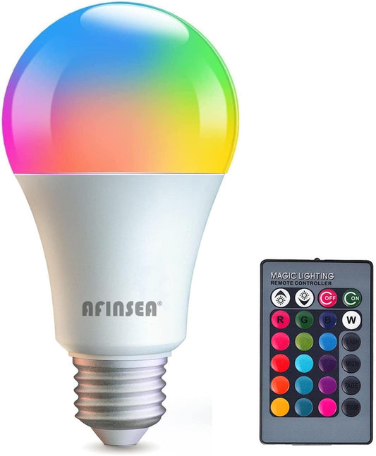 RGB_Color_Changing_Light_Bulbs,RGB_LED_Light_Bulbs,9W_Warm_White_6500K,40W_Equivalent,16_Color_Multicolor_A19_E27/E26_Dimmable_Memory_Function,_for_Home_Decoration,Stage,Bar,Party
