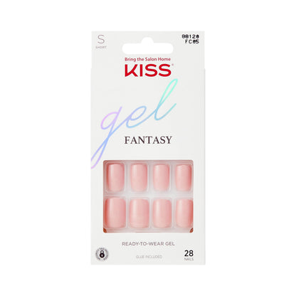 KISS Gel Fantasy, Press On Nails, Nail glue included, &amp;#39;Midnight Snacks&amp;#39;, Dark Black, Short Size, Squoval Shape, Includes 28 Nails, 2g glue, 1 Manicure Stick, 1 Mini File