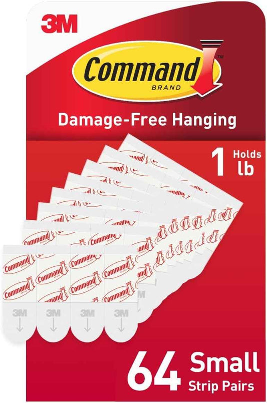 Command Indoor Replacement Strips, Damage-Free Wall Hanging, Re-Hang Small Hooks for Home and Wall Decor, Holds up to 1 lb, White Adhesive
