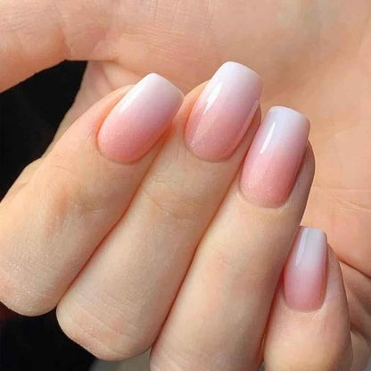 Modelones White Press on Nails, Short Square Fake Nails, Reusable Nail Kit with Nail Glue Adhesive Tabs Mini Nail File, Summer Nails Press Ons 32Pcs 16 Sizes, Women Girl Gift