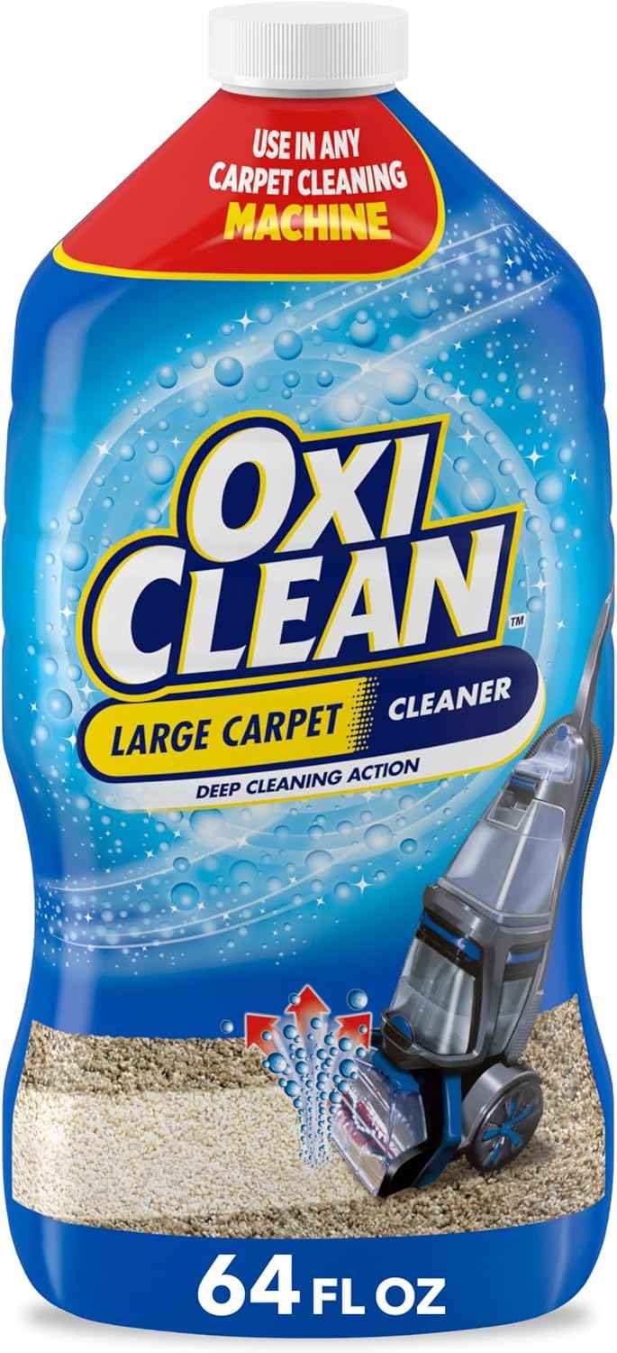 OxiClean Large Carpet Cleaner Solution – Living Room Refresh for Wall-to-Wall Carpet, 64 fl oz Steam Machine Refill