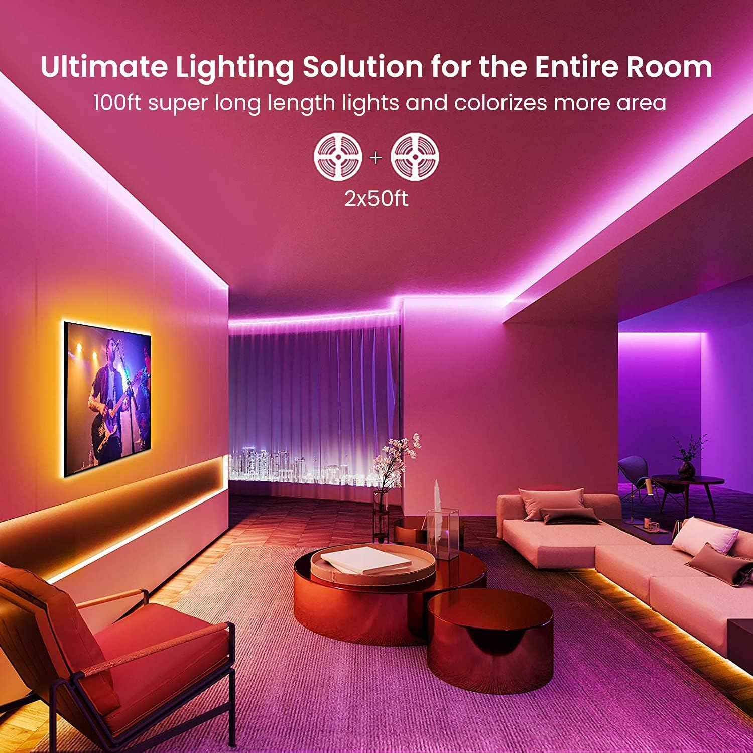 GUPUP LED Strip Lights – Ambient Bedroom Decor, Color Changing Mood Lighting