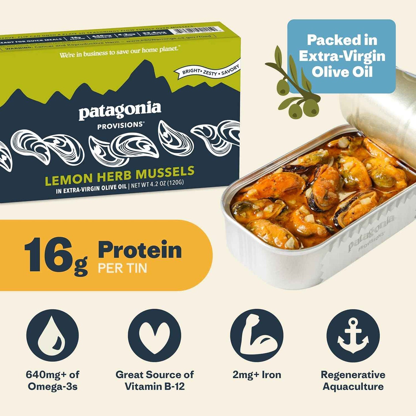 Patagonia Provisions Lemon Herb Mussels – Thoughtful Gourmet Gift for Healthy Foodie