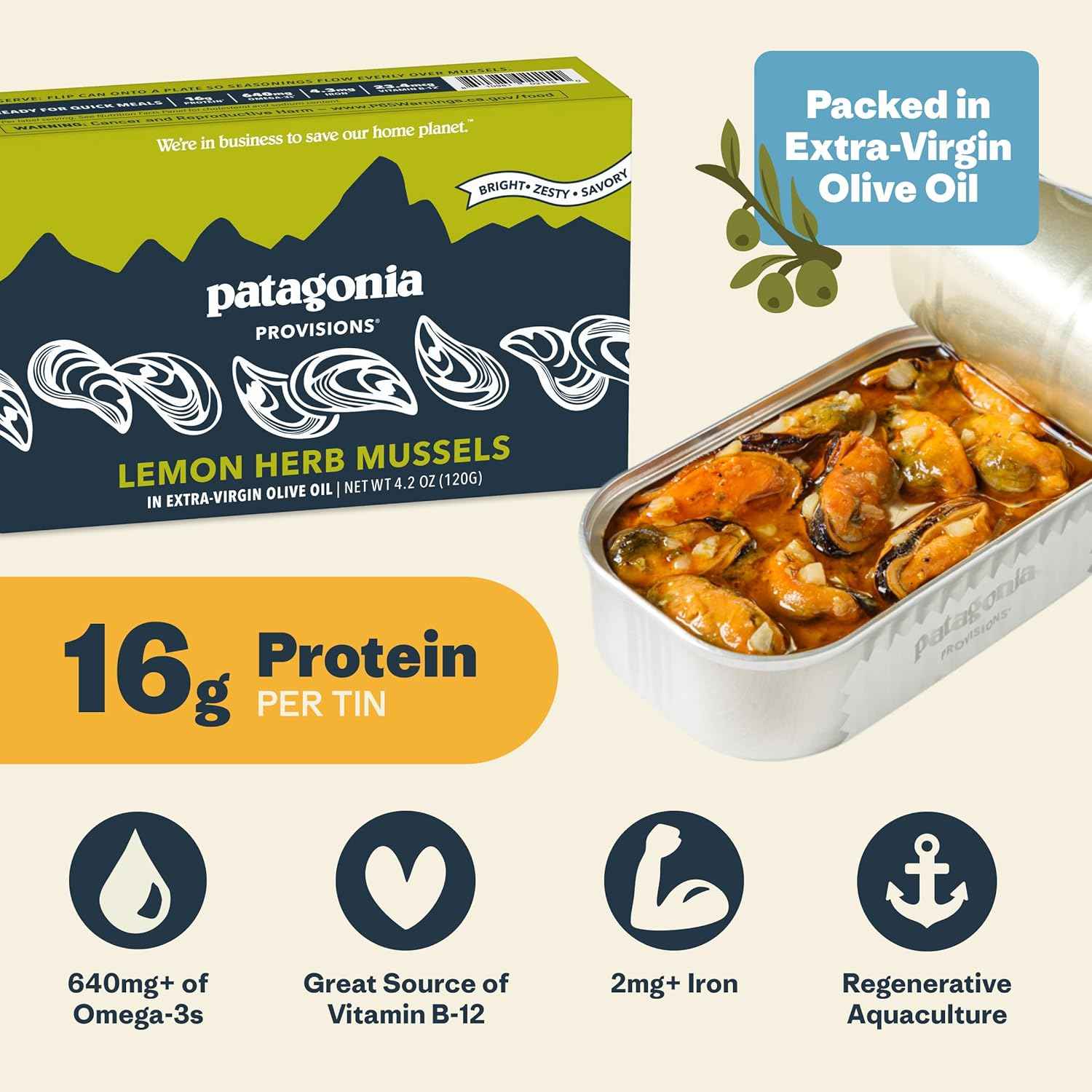 Patagonia Provisions Lemon Herb Mussels – Thoughtful Gourmet Gift for Healthy Foodie