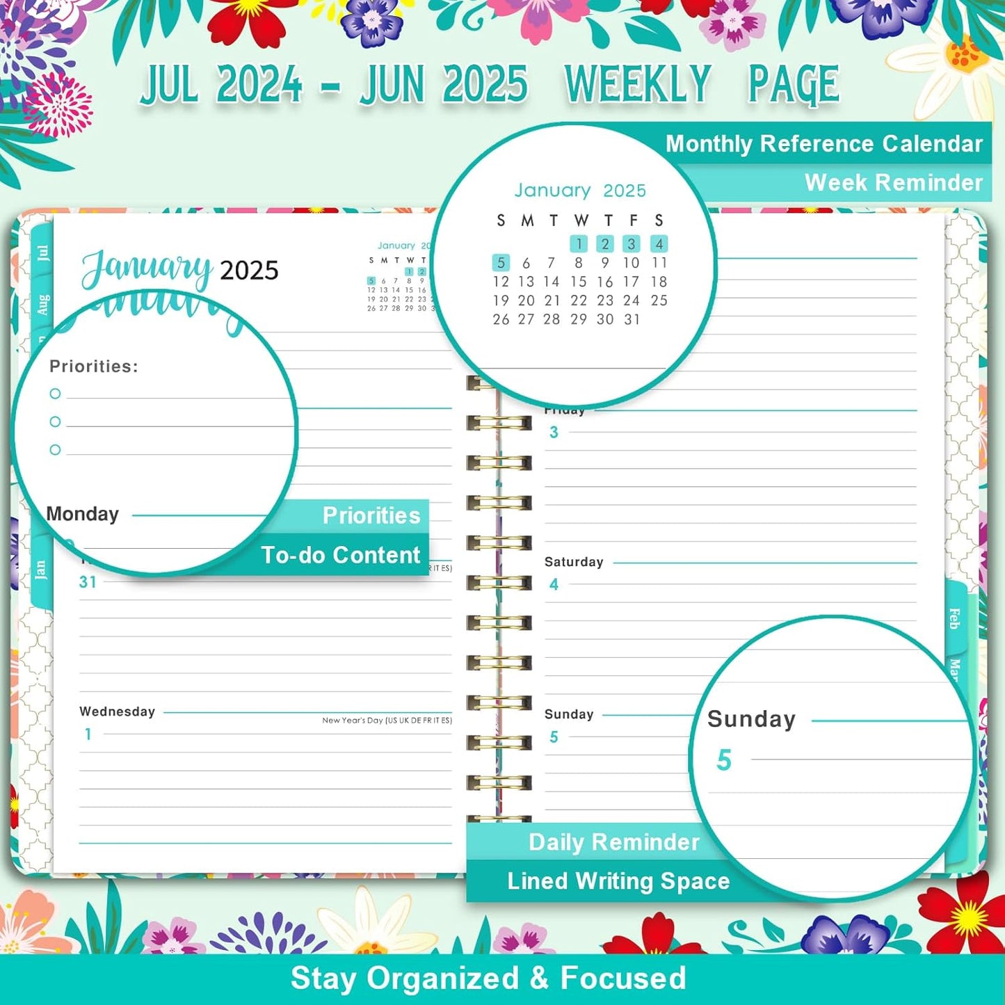 2024-2025_Planner_-_JULY_2024_-_JUNE_2025,_Planner_2024-2025_Daily_Weekly_and_Monthly,_12_Monthly_Tabs,_6.3’’_×_8.4’’,_Inner_Pocket,_Hardcover,_Perfect_Daily_Organizer