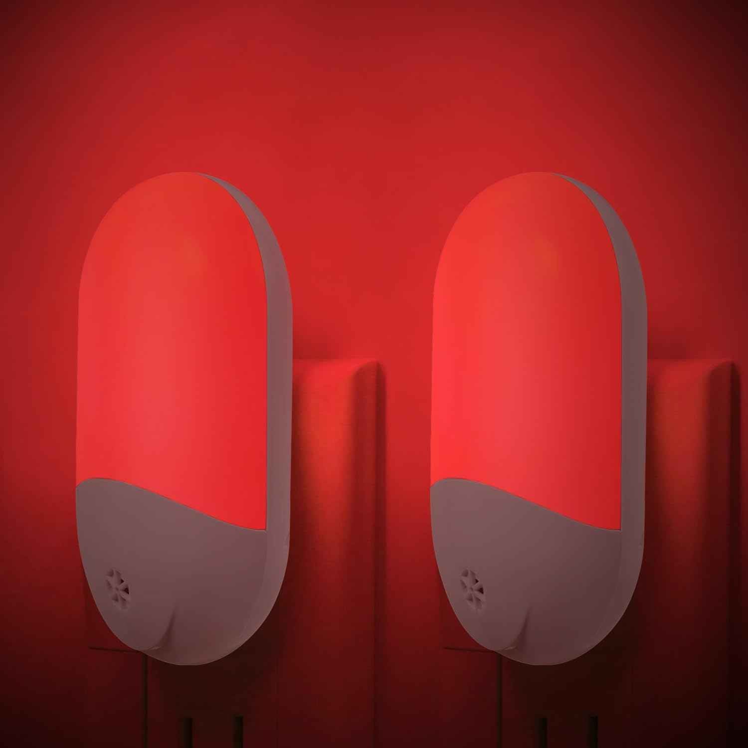 LumiRed Melatonin Safe Red Night Light for Bedroom and Meditation Room, Dusk to Dawn Auto Sensor