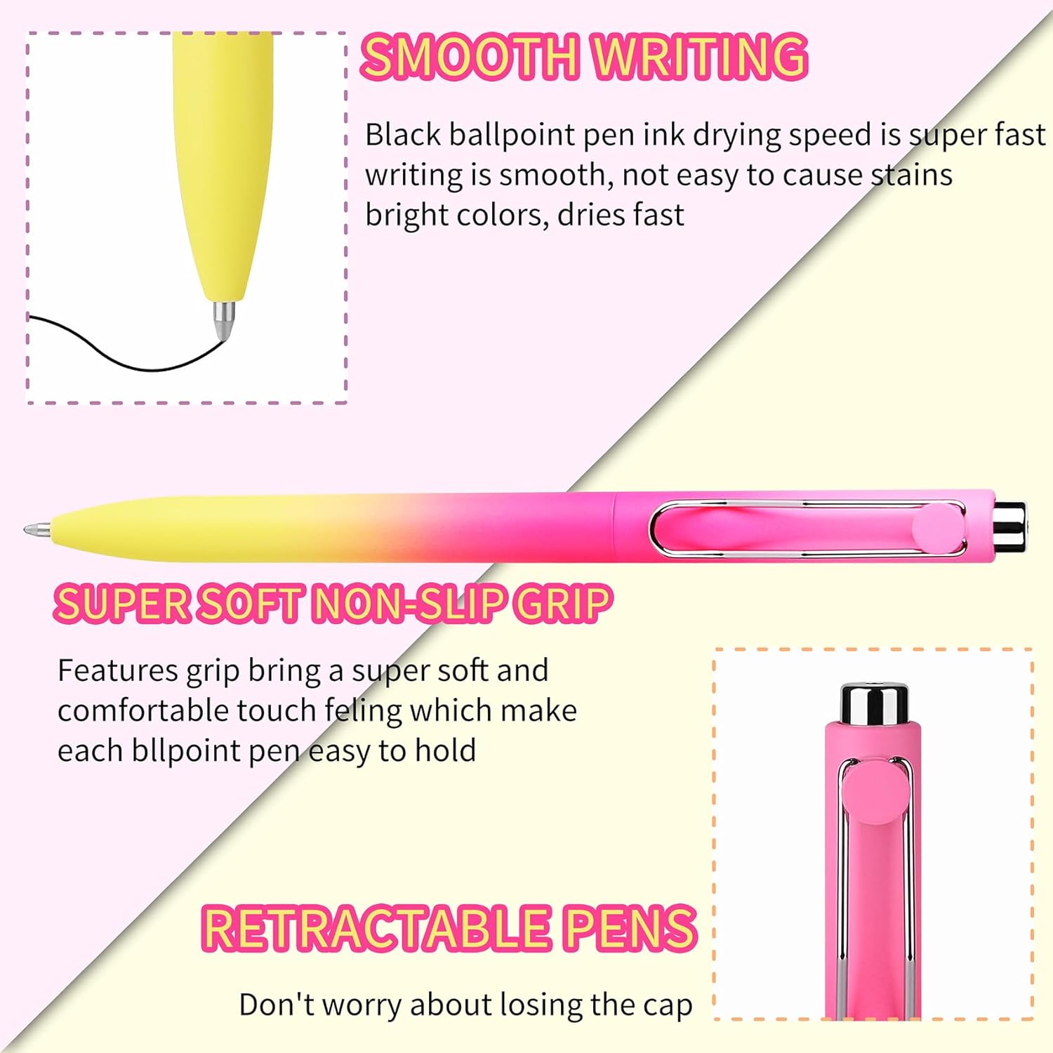 WY_WENYUAN_Cute_Pens,_Pastel_Ballpoint_Pens_Bulk,_Fine_Point_Smooth_Writing,_Black_Ink_1.0_mm_Journaling_Office_Supplies_for_Women_&_Men,_Note_Taking