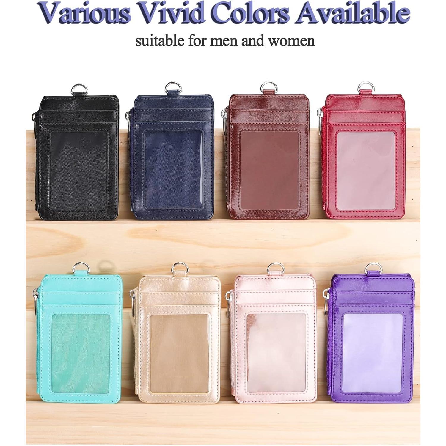 Teskyer_Badge_Holder_with_Zip_Pocket,_Multiple_Card_Slots_Leather_ID_Card_Holder_with_Nylon_Lanyard_for_Cruise_Ship_Cards,_Office_School_ID,_Work_Name_Cards,_Driver's_License