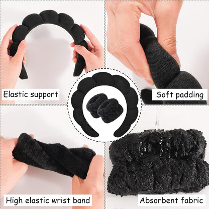 Spa_Headband_for_Washing_Face_Wristband_Sponge_Makeup_Skincare_Headband_Terry_Cloth_Bubble_Soft_Get_Ready_Hairband_for_Women_Girl_Puffy_Padded_Headwear_Non_Slip_Thick_Hair_Accessory