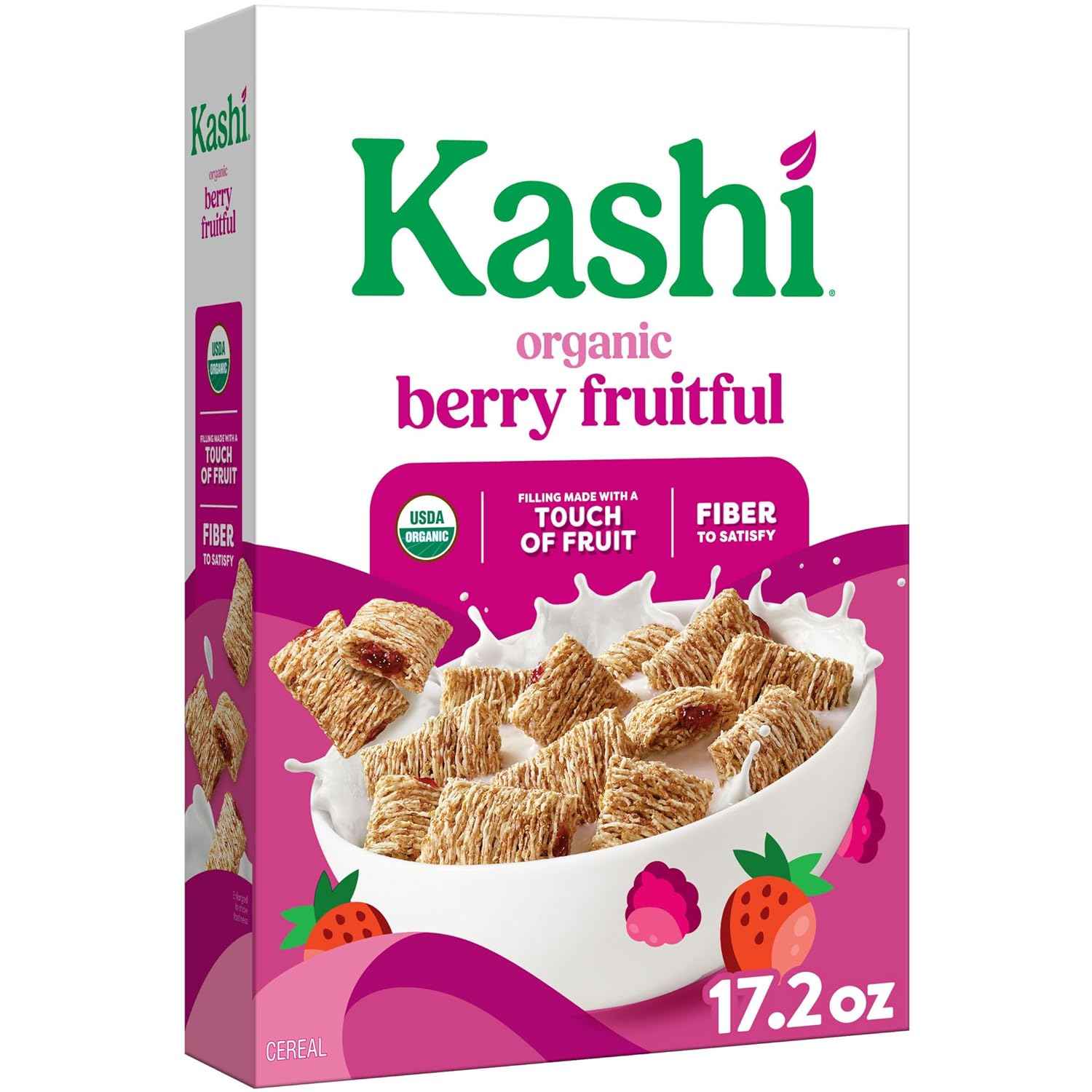 Kashi Berry Fruitful Organic Cereal – Morning Fiber Ritual for Wellness-Focused Adults, 17.2oz Resealable Box