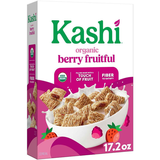 Kashi Berry Fruitful Organic Cereal – Morning Fiber Ritual for Wellness-Focused Adults, 17.2oz Resealable Box