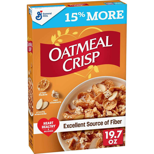 General Mills Oatmeal Crisp Heart Healthy Cereal – High Fiber Breakfast for Busy Workday Focus