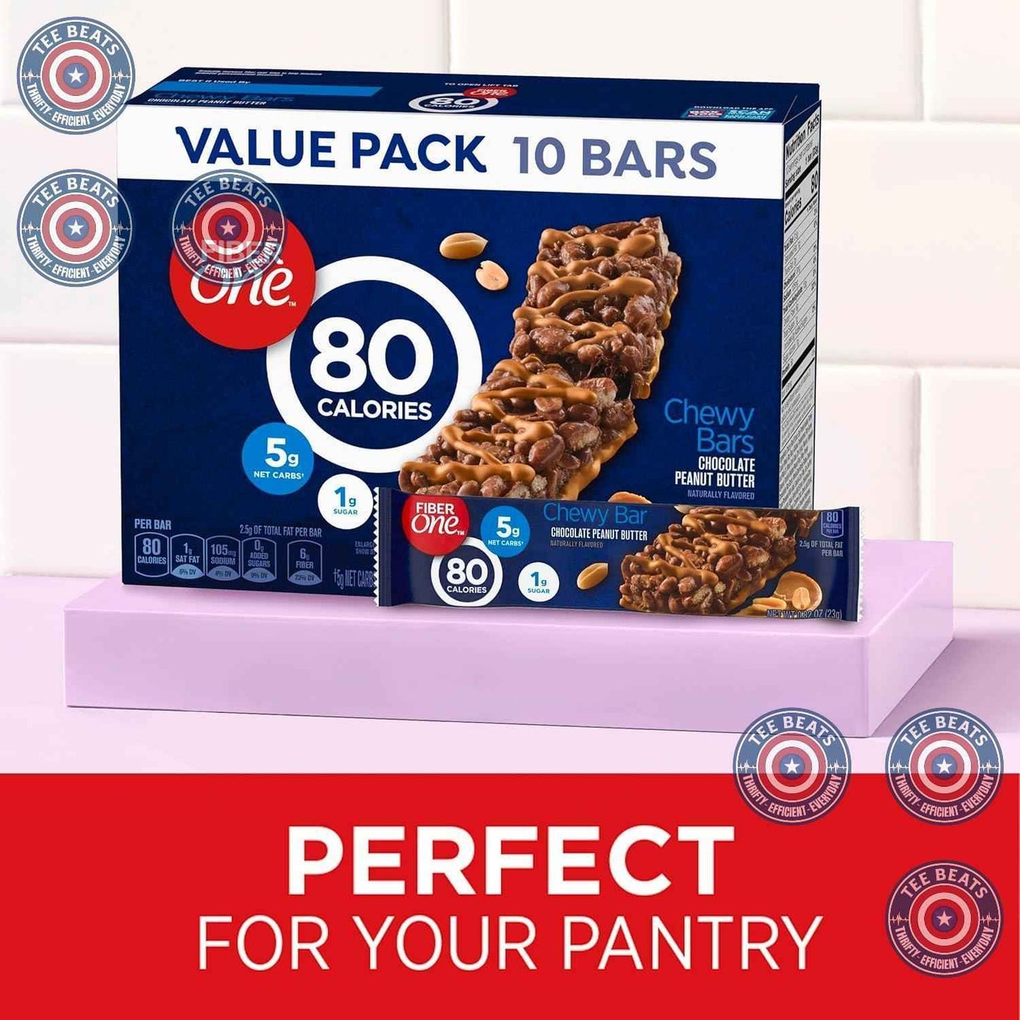 Fiber One 80 Calorie Chewy Bars – Mindful Snacking Companion for Your Wellness Routine, Low-Carb Chocolate Peanut Butter