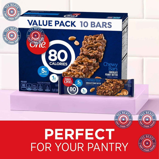 Fiber One 80 Calorie Chewy Bars – Mindful Snacking Companion for Your Wellness Routine, Low-Carb Chocolate Peanut Butter