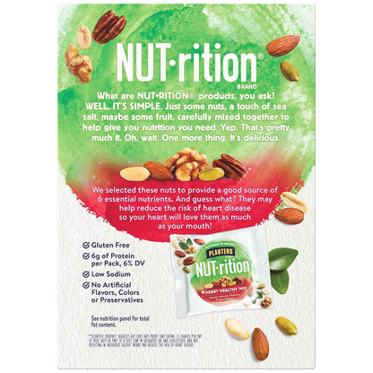 PLANTERS NUT-rition Heart Healthy Walnut Mix – Desk Drawer and Office Pantry Snack Pouches for Focused Workdays, Portion-Controlled Single-Serve Packs
