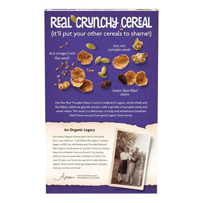 Nature's Path Organic Flax Plus Pumpkin Raisin Crunch Cereal – Simple Organic Cereal for Clutter Free Kitchens, Clean Ingredient Plant Based Bowl