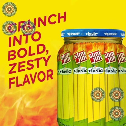 Slim Jim Smoked Meat Sticks, Vlasic Dill Pickle – Shelf-Stable 26-Count Snack for Road Trips and Campsites