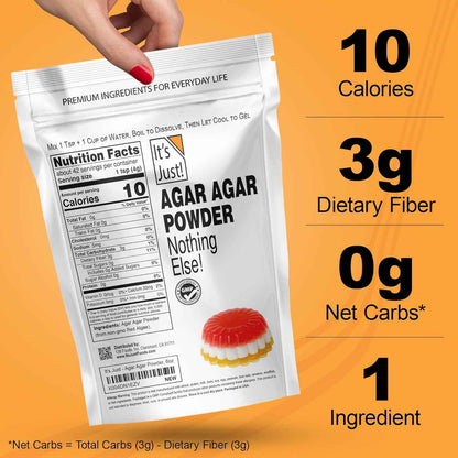It's Just - Agar Agar Powder 6oz Single Ingredient Vegan Gelatin for Clutter Free Minimalist Pantry