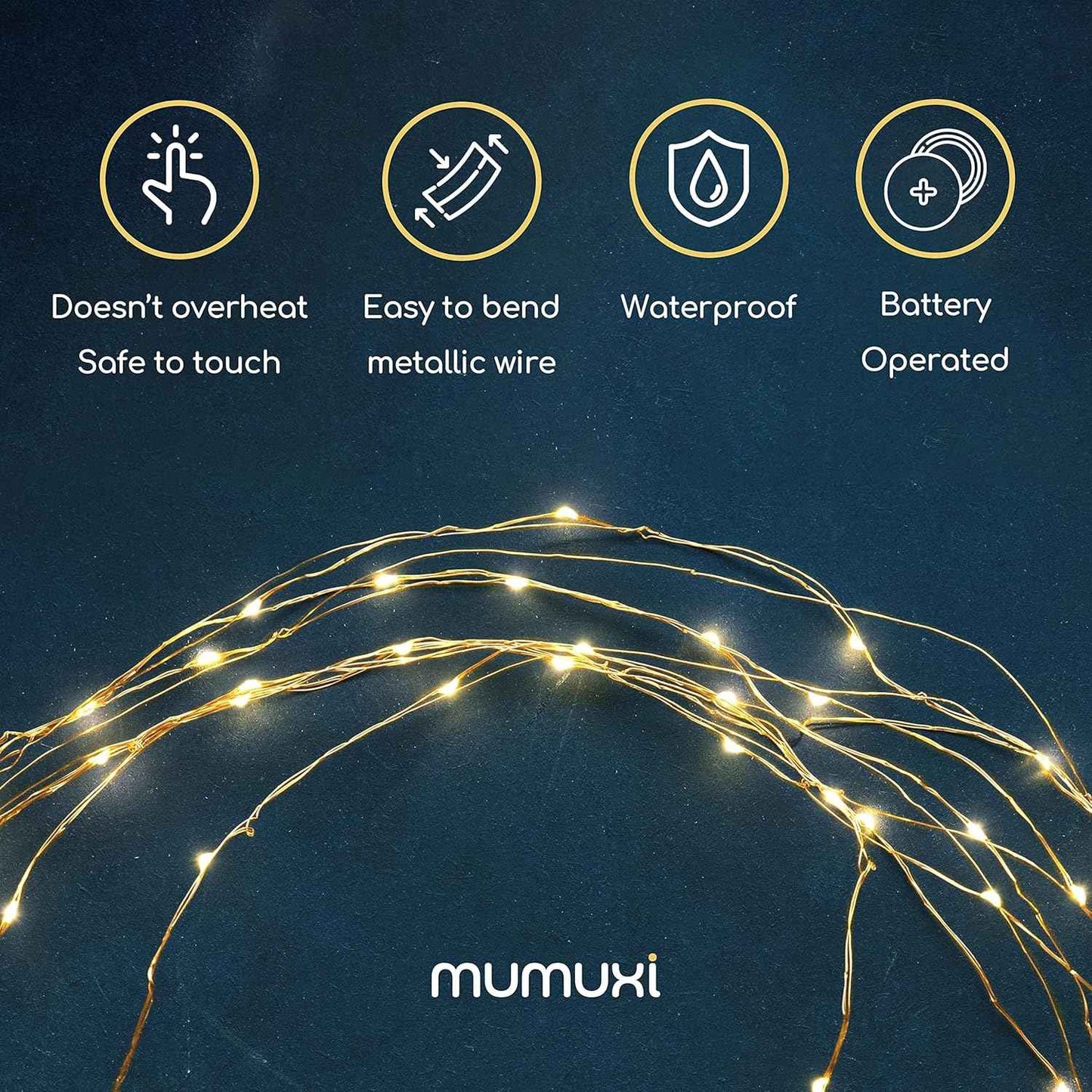 MUMUXI Battery Operated Fairy Lights 6V Low Voltage – Flameless, Cool-to-Touch String Lights Safe for Kids, Pets, and Bedrooms