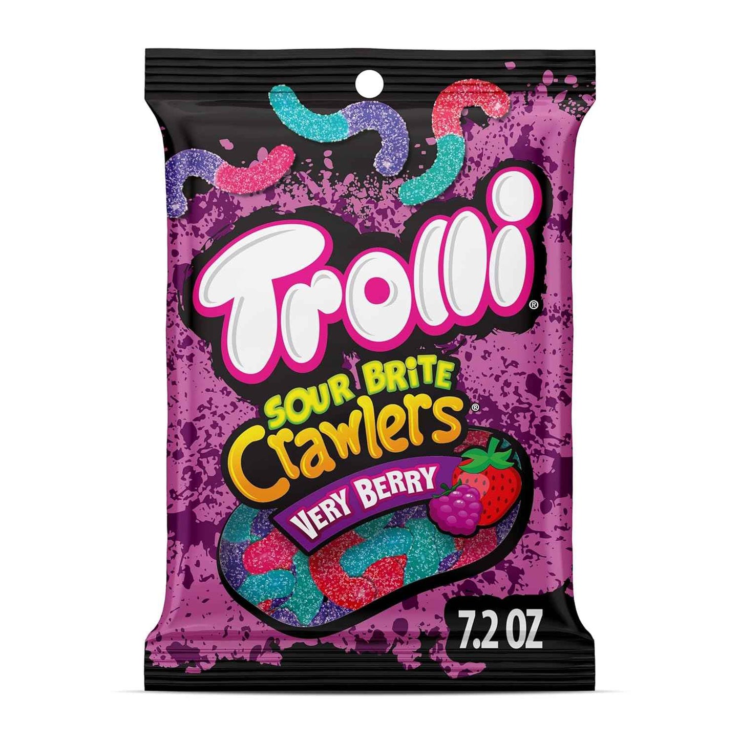 Trolli Sour Brite Crawlers Very Berry Gummy Candy – Sweet and Sour Trick or Treat Bowl Filler for Kids' Halloween Party