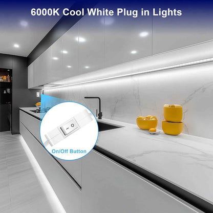 maylit Under Cabinet LED Light Bar 24in/48in/72in for Senior Apartment Kitchen, Bright Plug-in Lighting Near Sink and Sagging Shelves