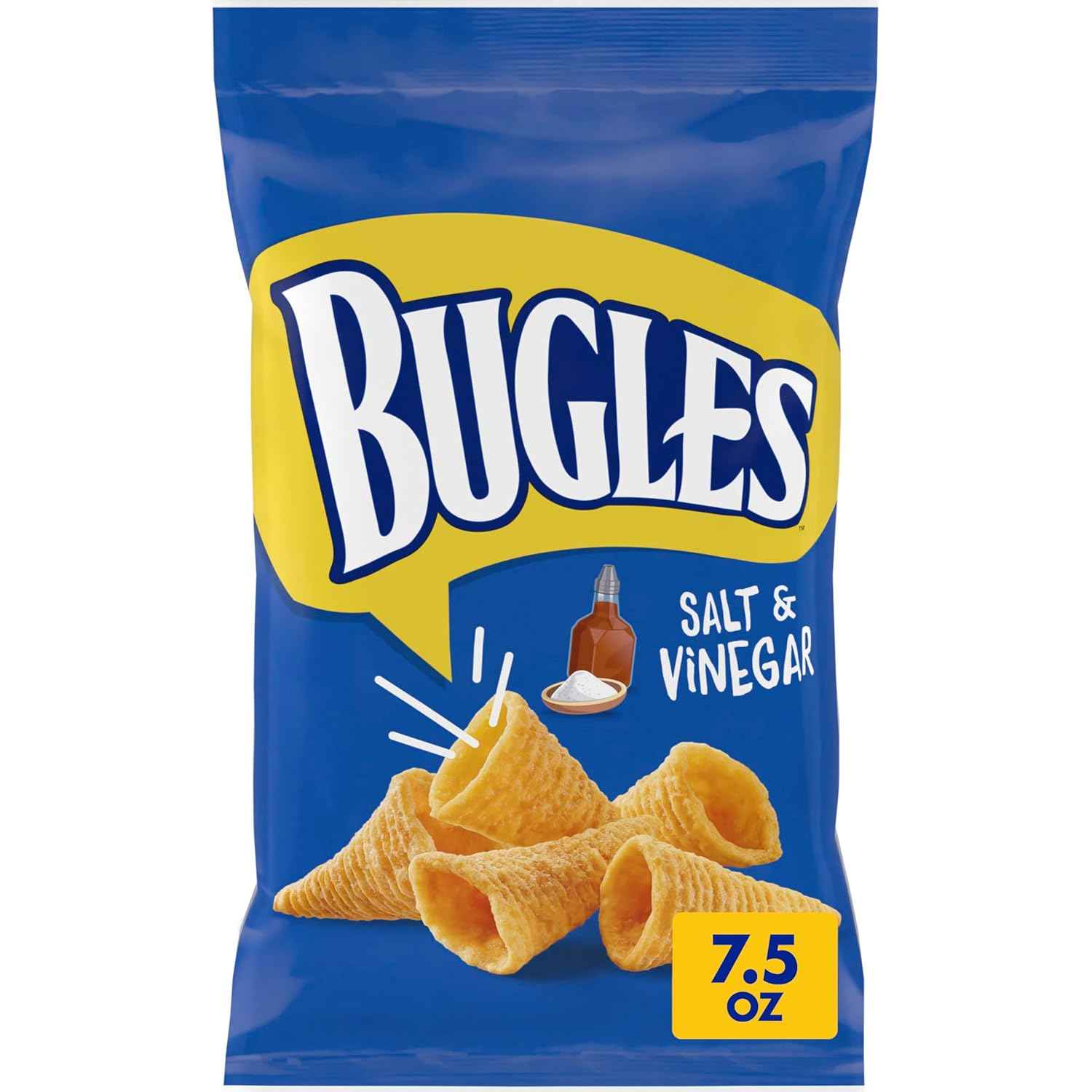 Bugles Salt and Vinegar Corn Cone Snacks 7.5 oz – Playful Care Package Gift for College Students and Teens