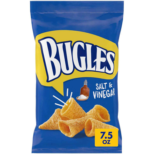 Bugles Salt and Vinegar Corn Cone Snacks 7.5 oz – Playful Care Package Gift for College Students and Teens