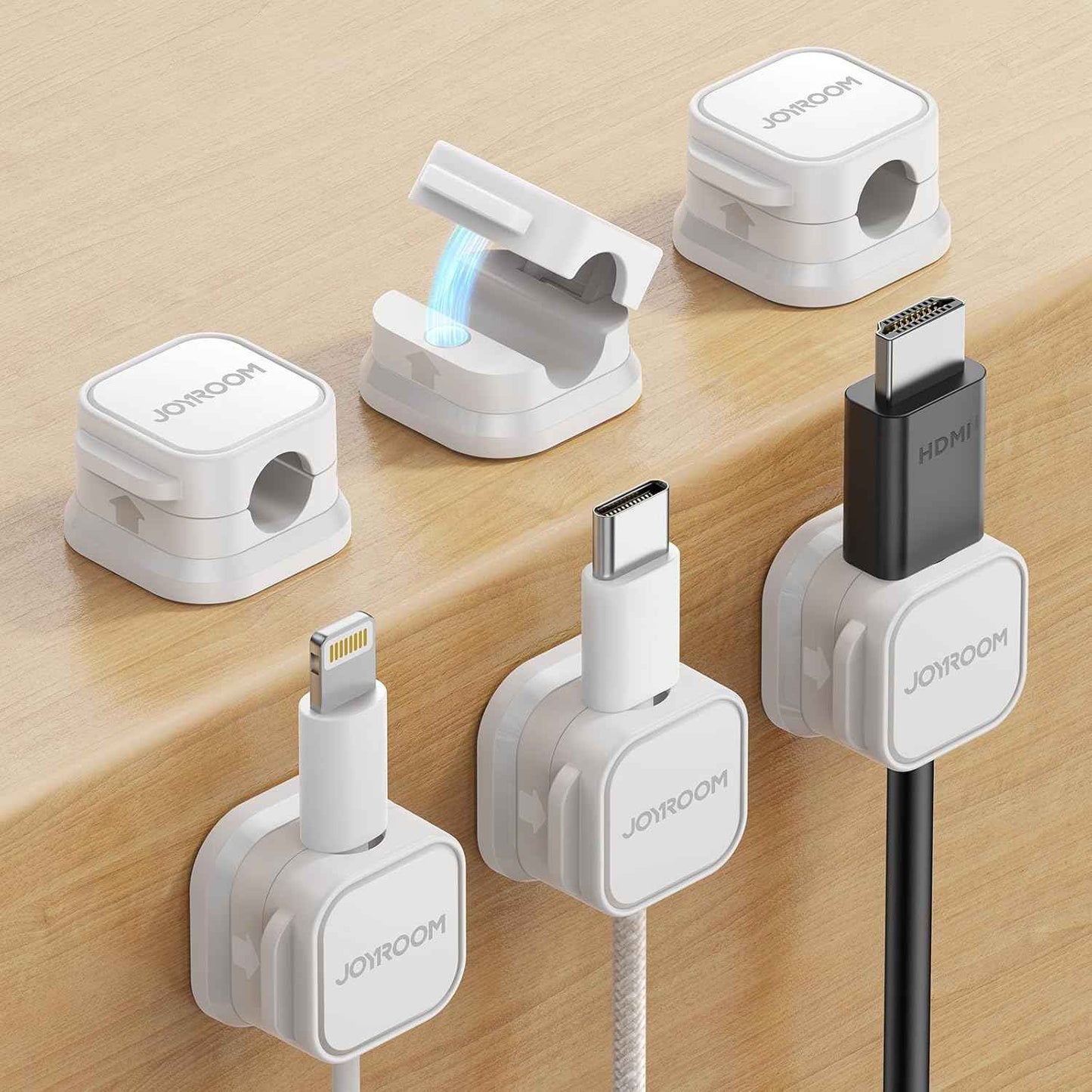 JOYROOM Magnetic Cable Clips to Keep Cords Off the Floor, Safer Surface for Kids and Pets